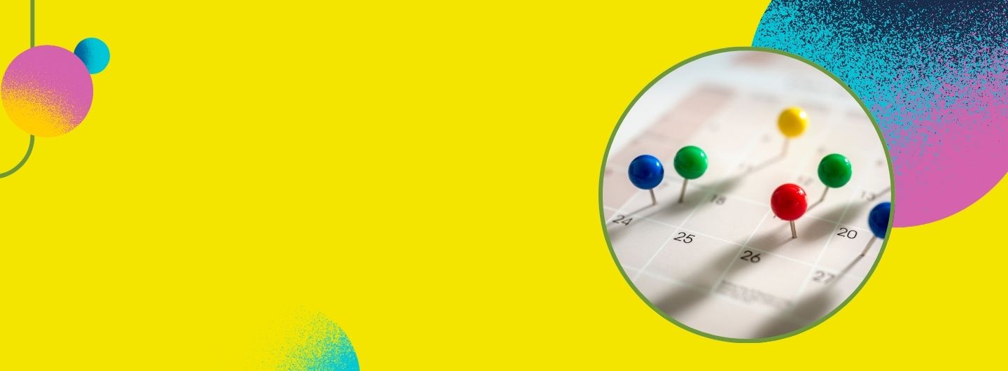 Calendar view with pins marking program dates and locations.