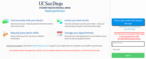 MyStudentChart and the UCSD Health System