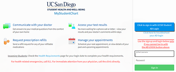 ucsd mychart student login